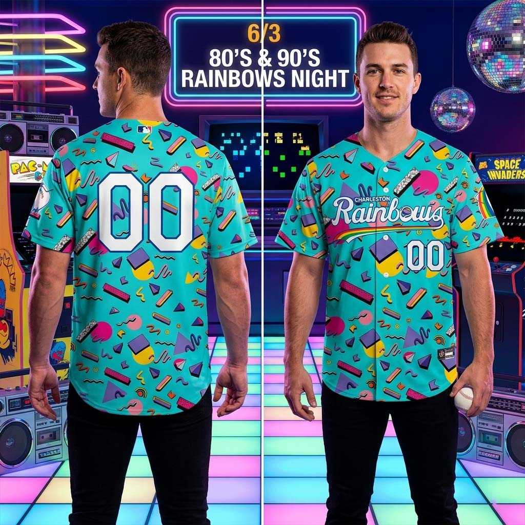 Charleston RiverDogs 80’s 90’s Rainbows Night 2026 Baseball Jersey