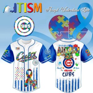 Chicago Cubs Autism Awareness Baby Grogu Baseball Jersey