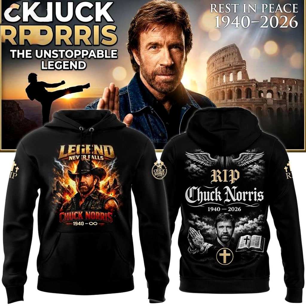 Chuck Norris Legend Never Falls 1940-2026 Hoodie Tee