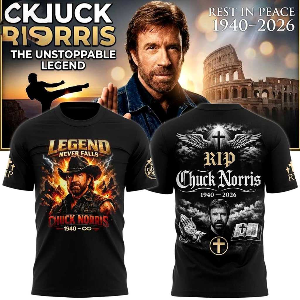 Chuck Norris Legend Never Falls 1940-2026 Hoodie Tee