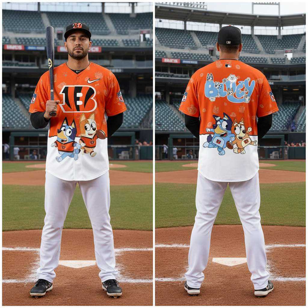 Cincinnati Bengals Bluey Night Baseball Jersey