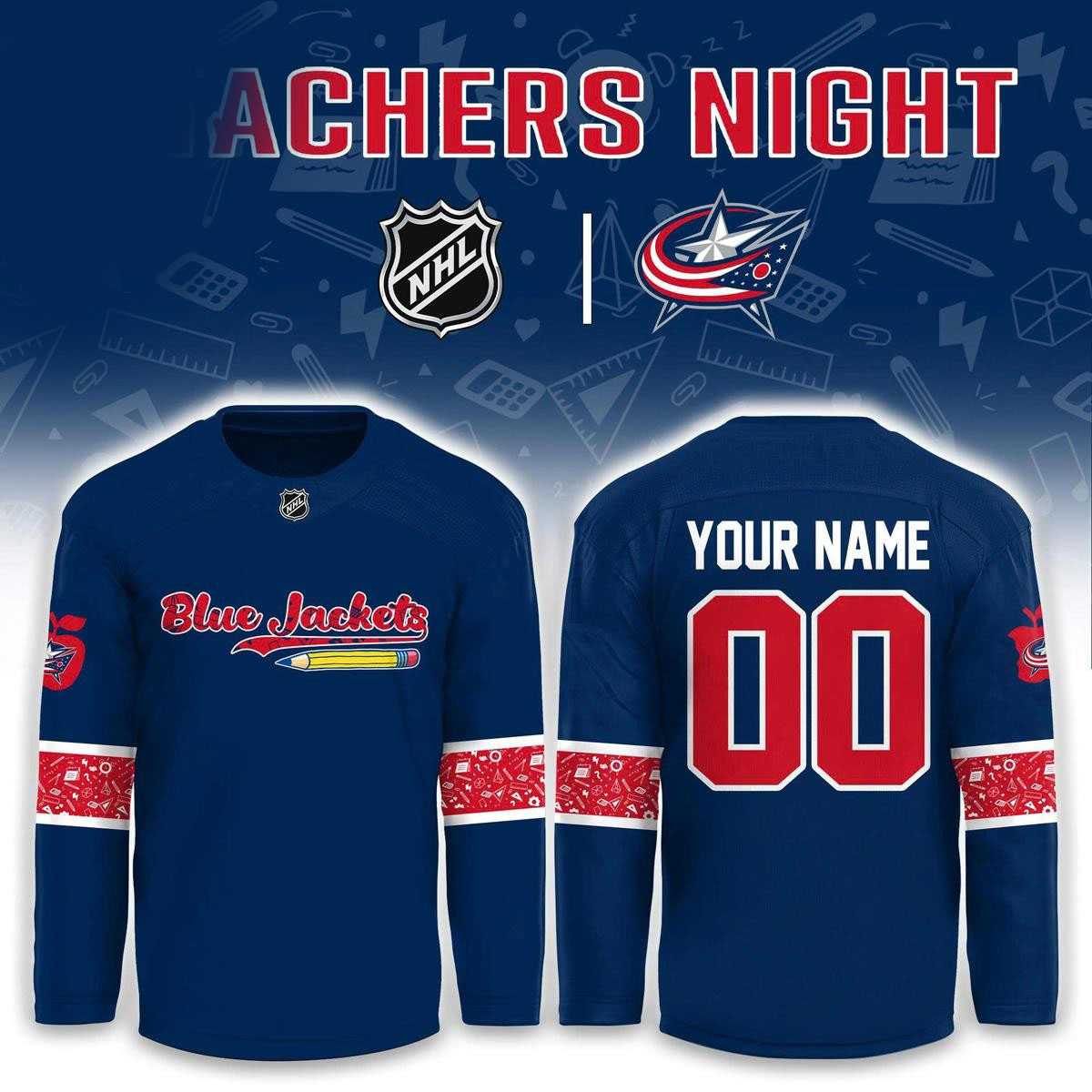 Columbus Blue Jackets Teacher Appreciation 2026 Night Hockey Jersey