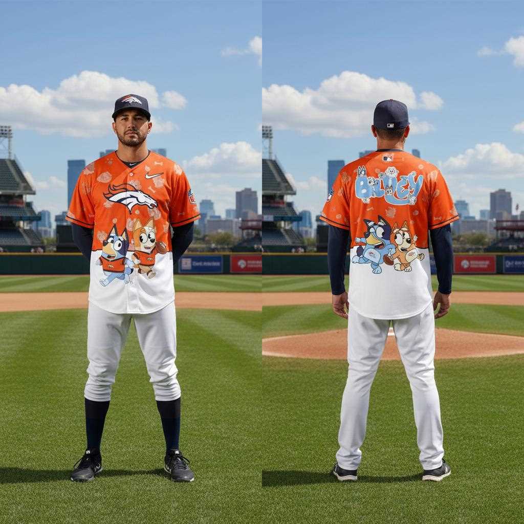 Denver Broncos Bluey Night Baseball Jersey
