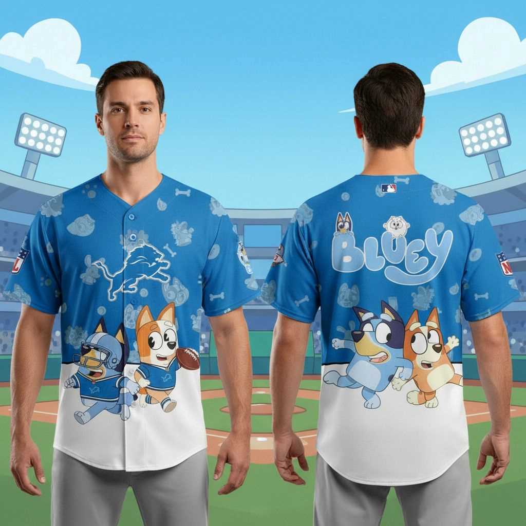 Detroit Lions Bluey Night Baseball Jersey