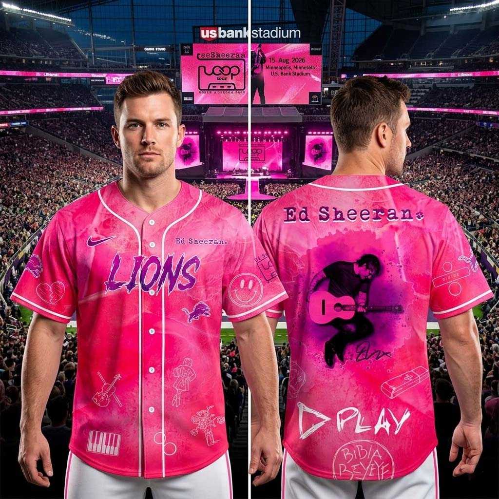Detroit Lions Ed Sheeran LOOP Tour 2026 Baseball Jersey