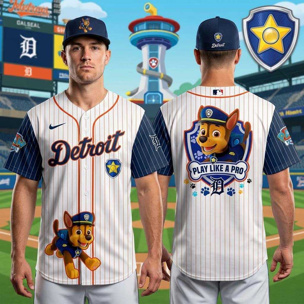 Detroit Lions Paw Patrol Night Edition Baseball Jersey