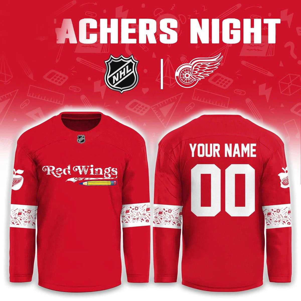 Detroit Red Wings Teacher Appreciation 2026 Night Hockey Jersey