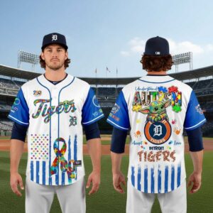Detroit Tigers Autism Awareness Baby Grogu Baseball Jersey