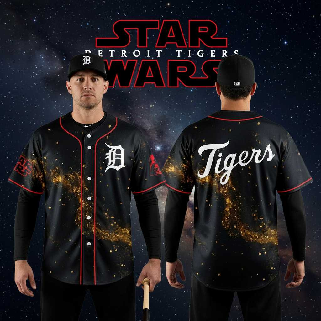 Detroit Tigers Star War Night Our Galaxy Night Baseball Jersey