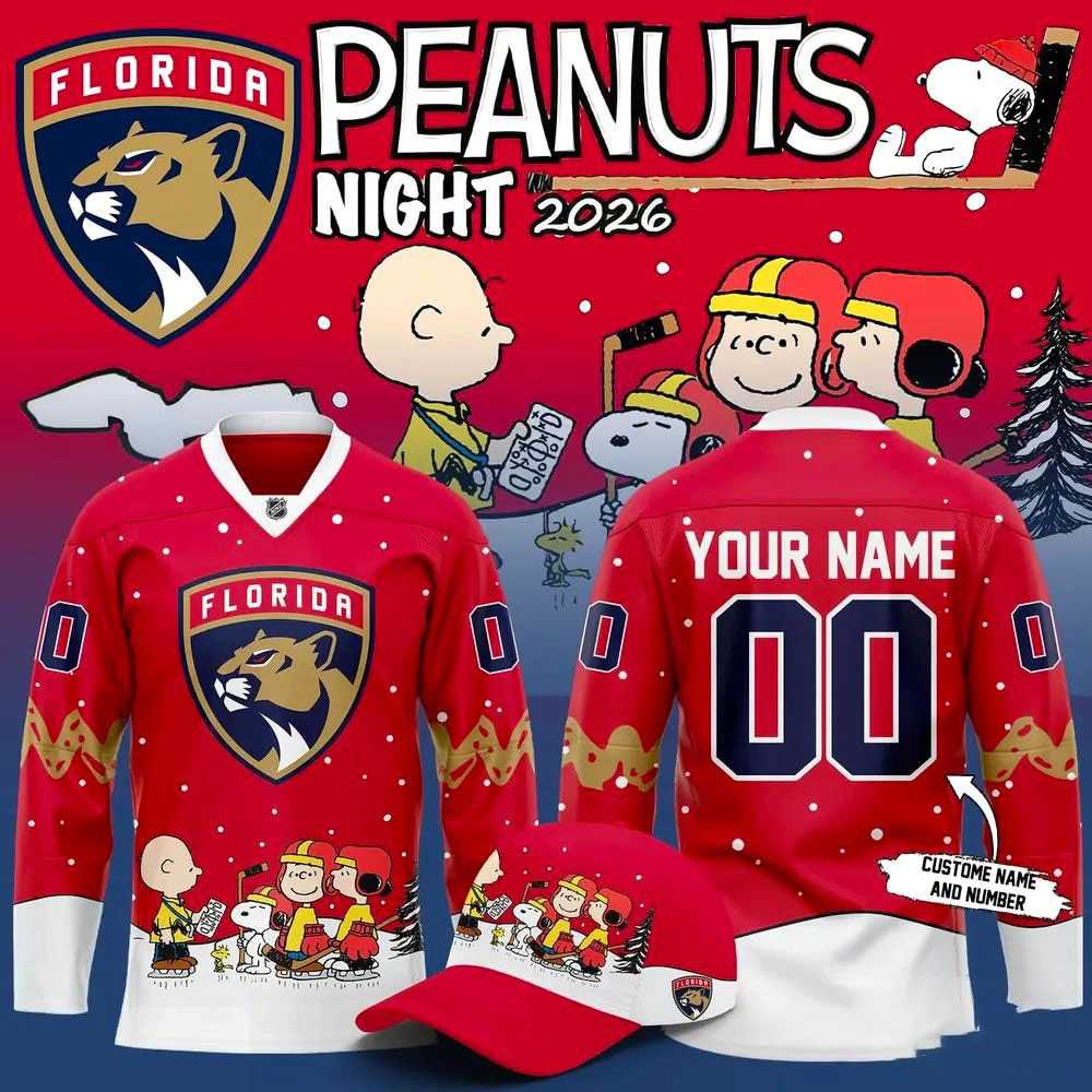 Florida Panthers Peanuts Theme Night 2026 Custom Hockey Jersey
