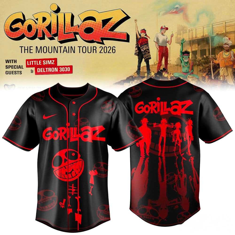 Gorillaz The Mountain Tour 2026 Limited Black Jersey Gorillaz The Mountain Tour 2026 Limited Black Jersey