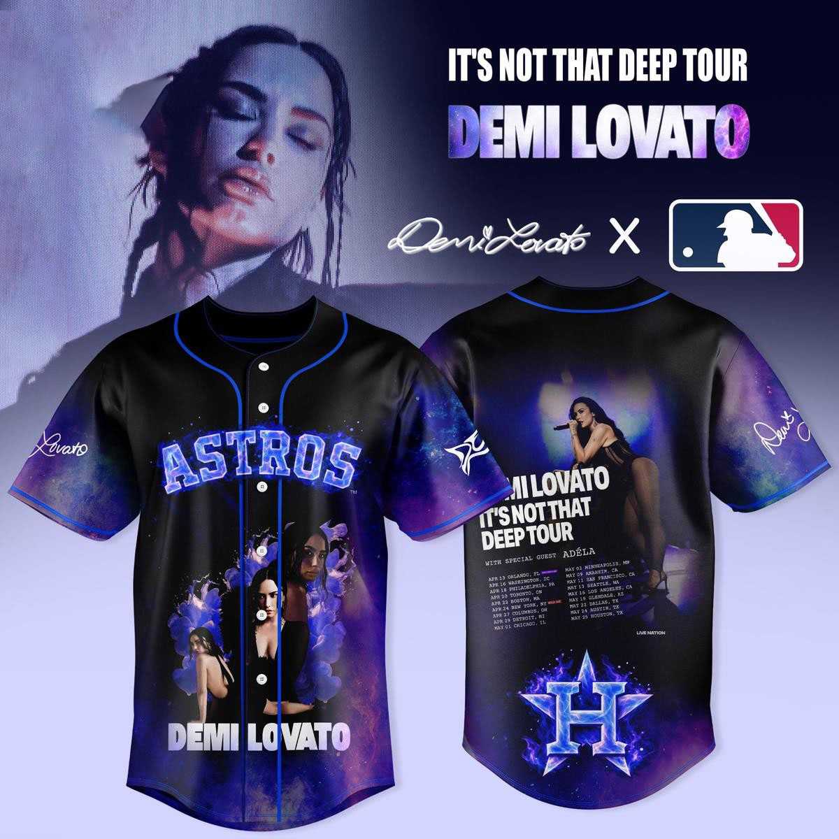 Houston Astros Demi Lovato It’s Not That Deep Tour 2026 Baseball Jersey