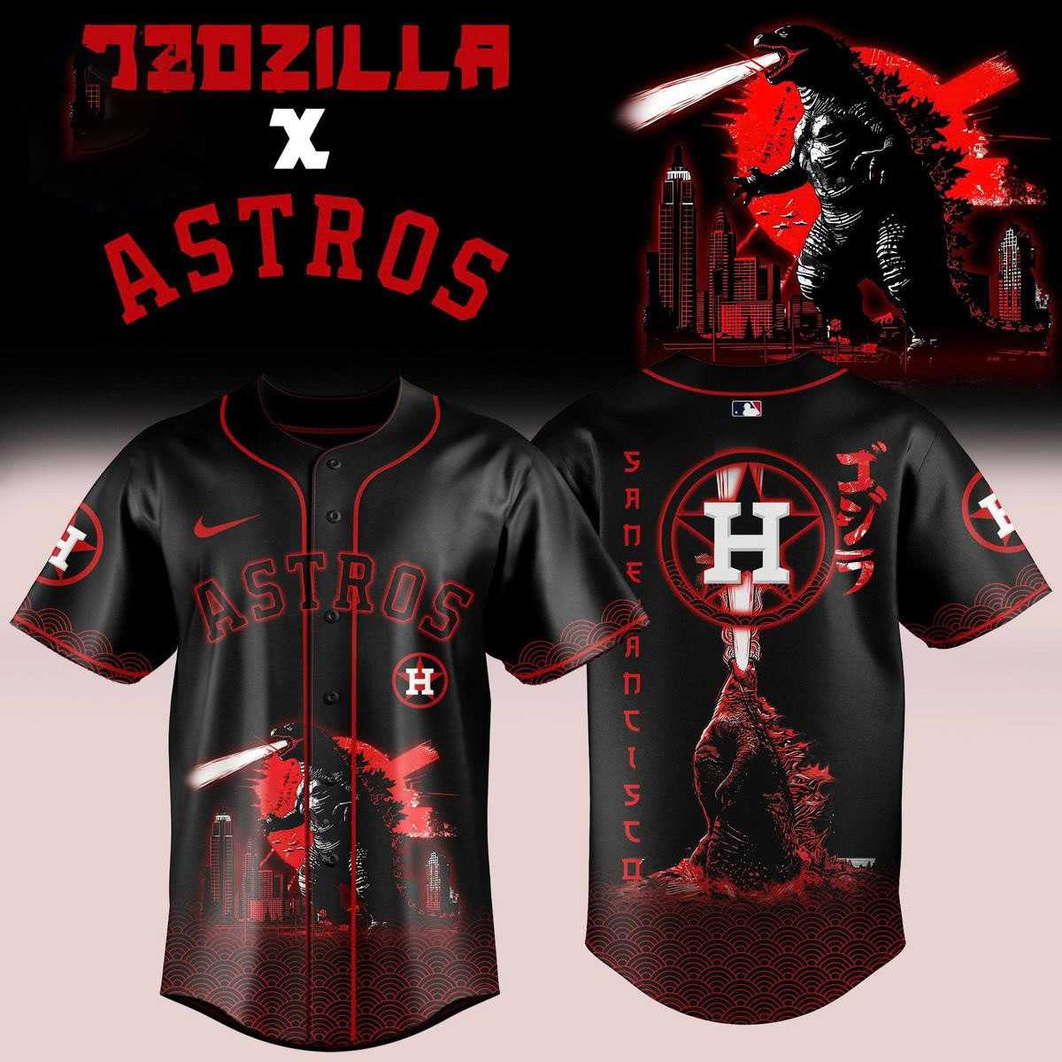 Houston Astros Godzilla 2026 Red And Black Night Baseball Jersey