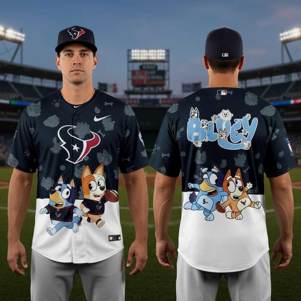 Houston Texans Bluey Night Baseball Jersey Houston Texans Bluey Night Baseball Jersey