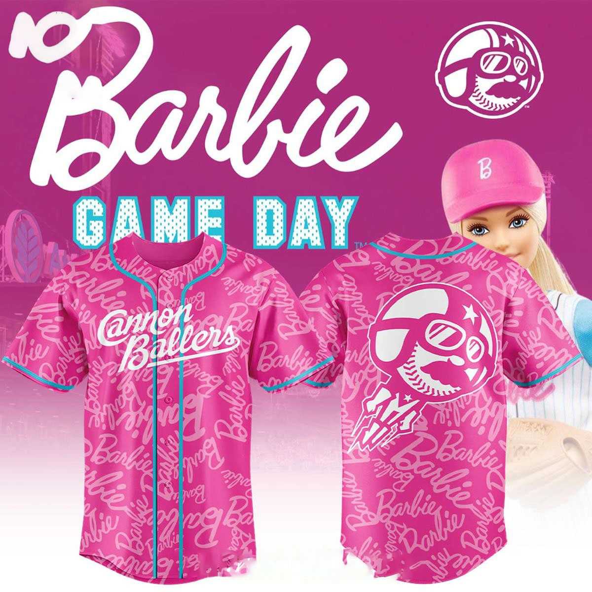 Kannapolis Cannon Ballers Barbie Game Day Pink 2026 Baseball Jersey Kannapolis Cannon Ballers Barbie Game Day Pink 2026 Baseball Jersey