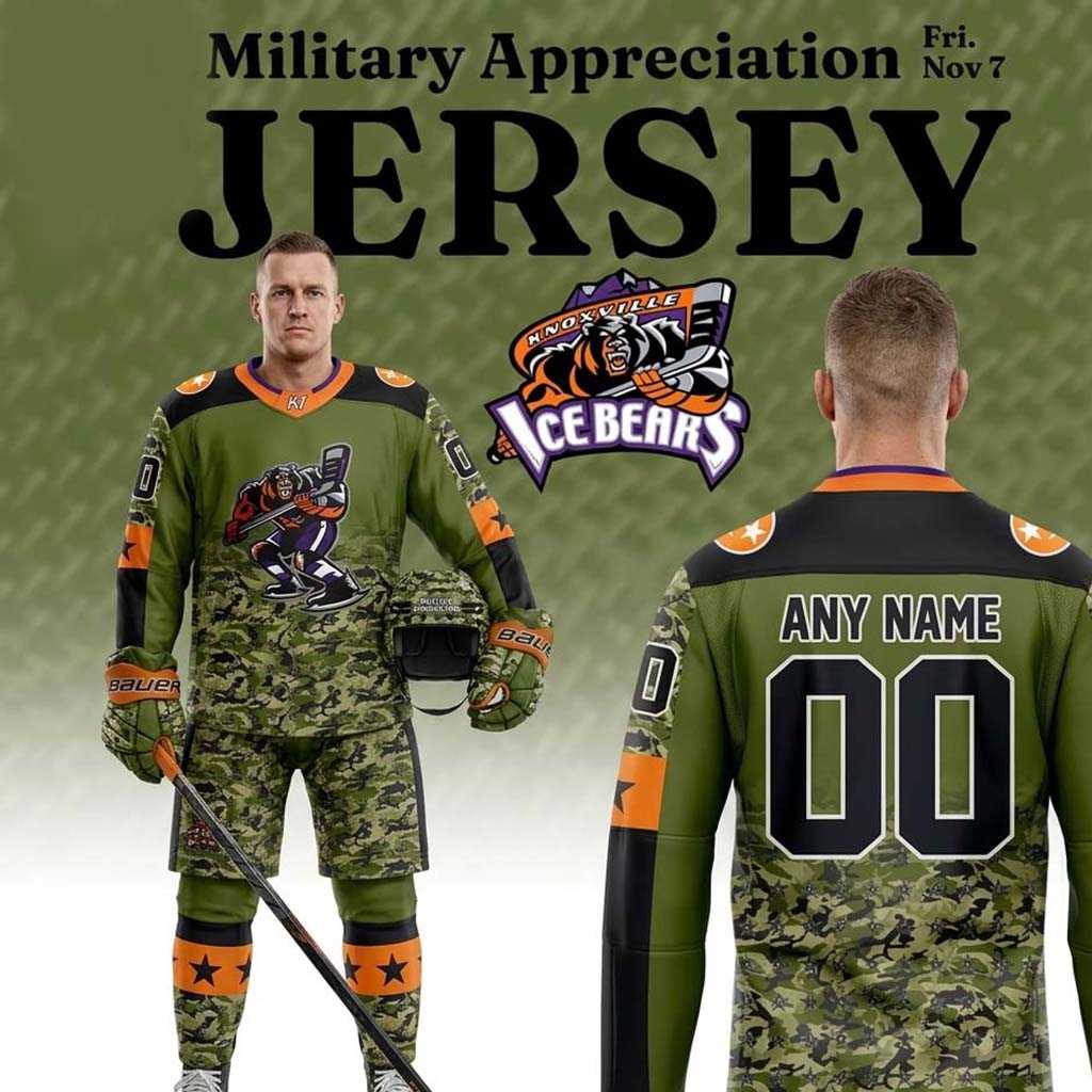 Knoxville Ice Bears Military Appreciation Night 2026 Custom Hockey Jersey