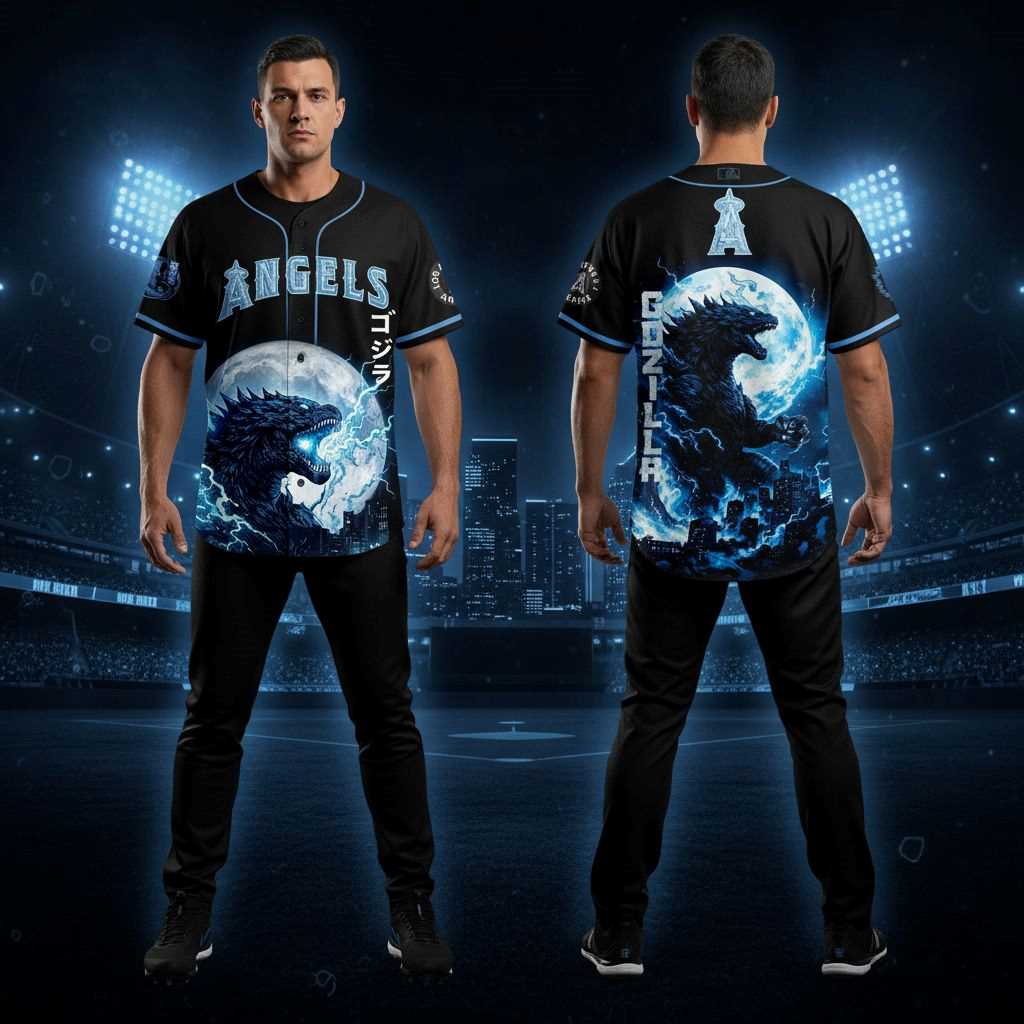 Los Angeles Angels Godzilla Legendary  Baseball Jersey