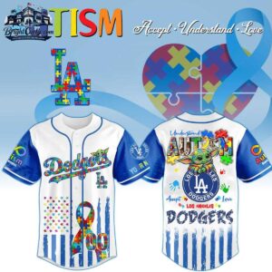 Los Angeles Dodgers Autism Awareness Baby Grogu Jersey