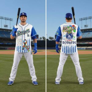 Los Angeles Dodgers Autism Awareness Baby Grogu Jersey 5