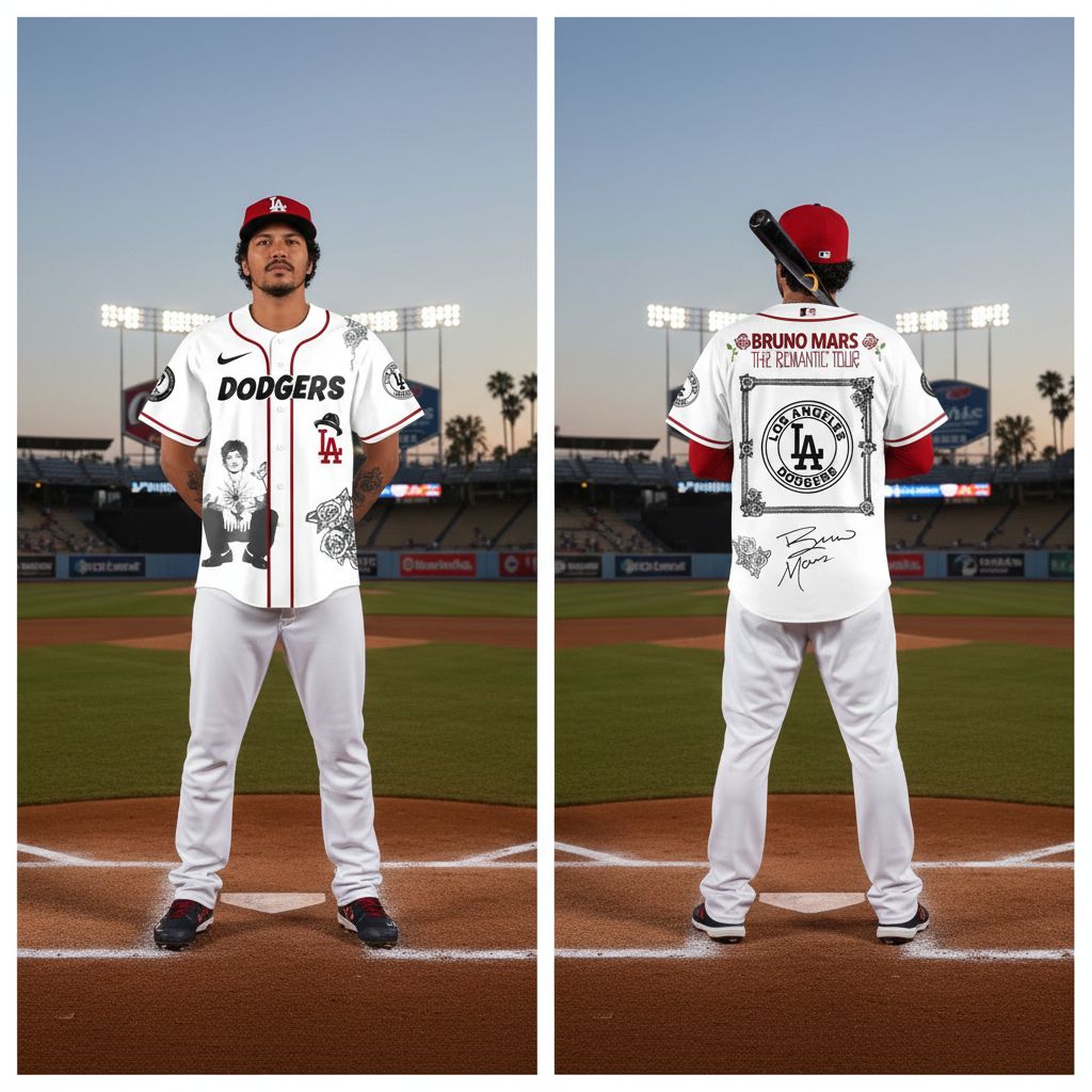 Los Angeles Dodgers Bruno Mars Tour 2026 Baseball Jersey