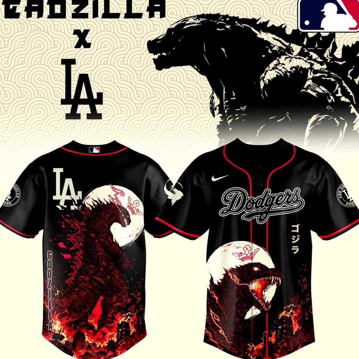 Los Angeles Dodgers Godzilla Minus Zero Baseball Jersey