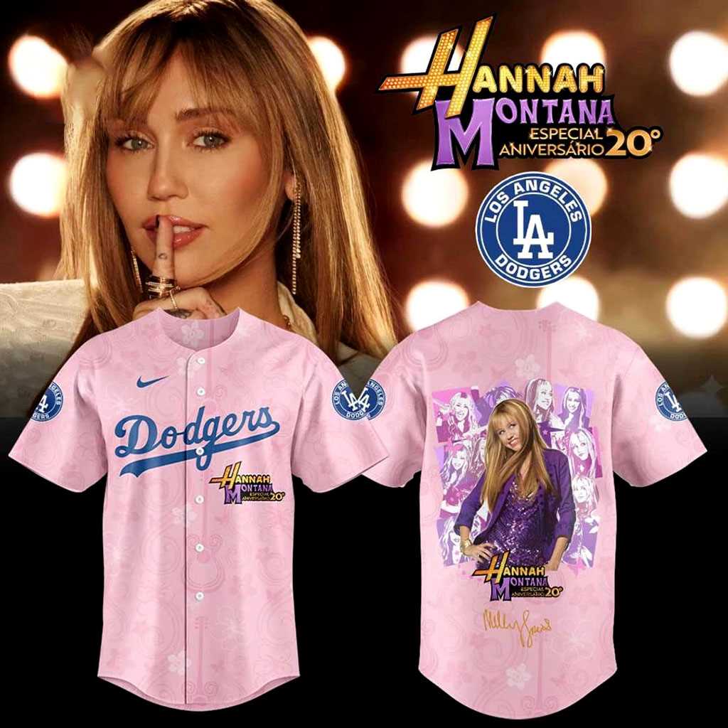 Los Angeles Dodgers Hannah Montana 20th Anniversary Baseball Jersey Los Angeles Dodgers Hannah Montana 20th Anniversary Baseball Jersey
