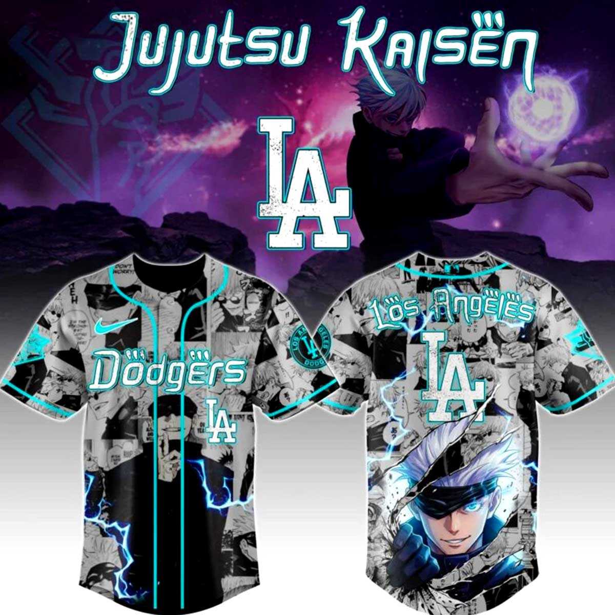 Los Angeles Dodgers Jujutes Kaisen Infinite Void Baseball Jersey