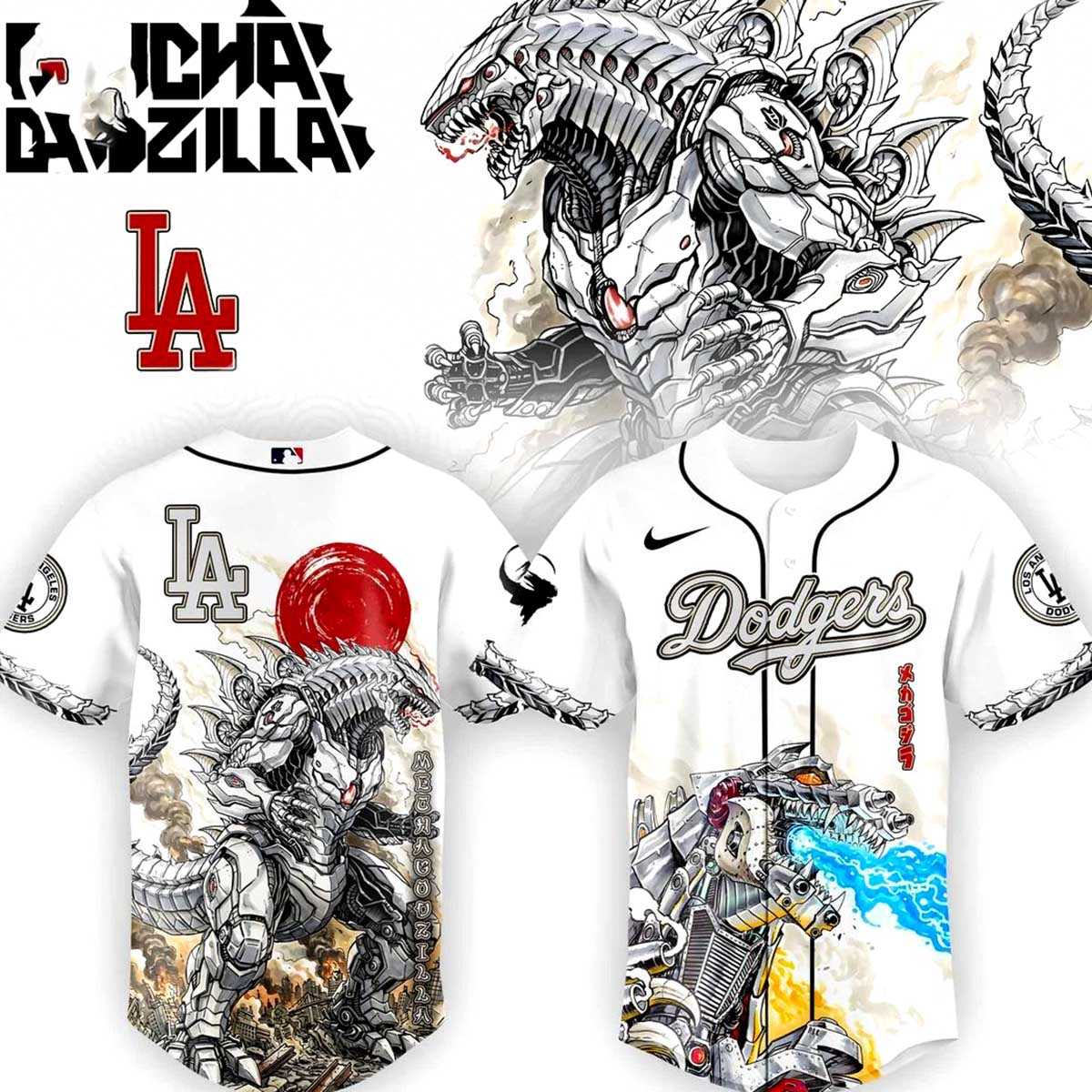 Los Angeles Dodgers MechaGodzilla Monster Edition Baseball Jersey