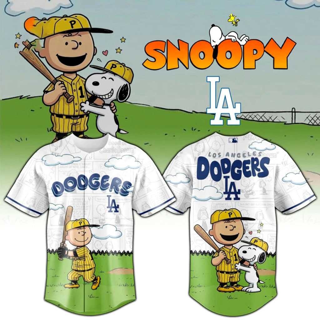 Los Angeles Dodgers Peanuts Gang Cartoon Baseball Jersey