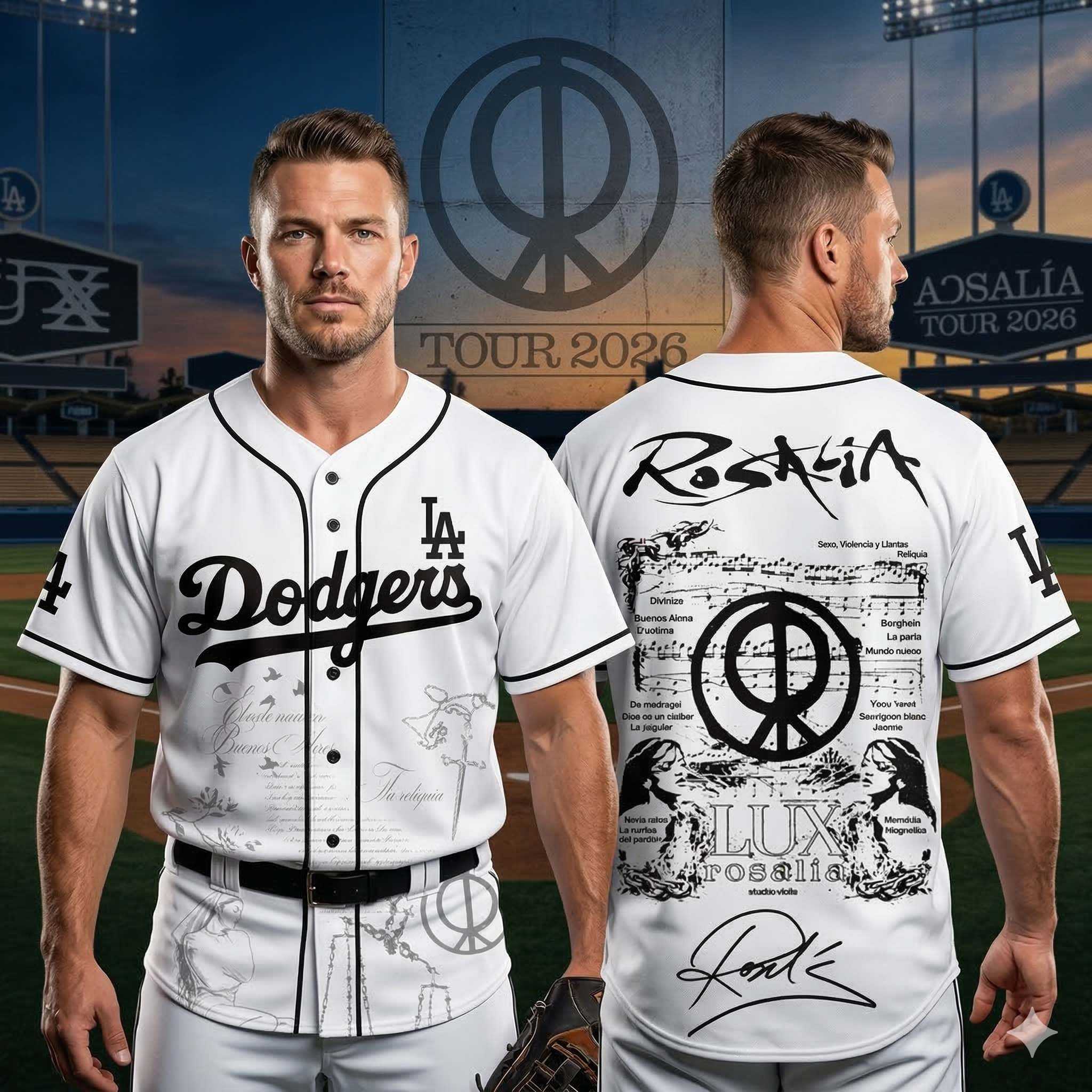 Los Angeles Dodgers Rosalia LUX Tour 2026 Baseball Jersey