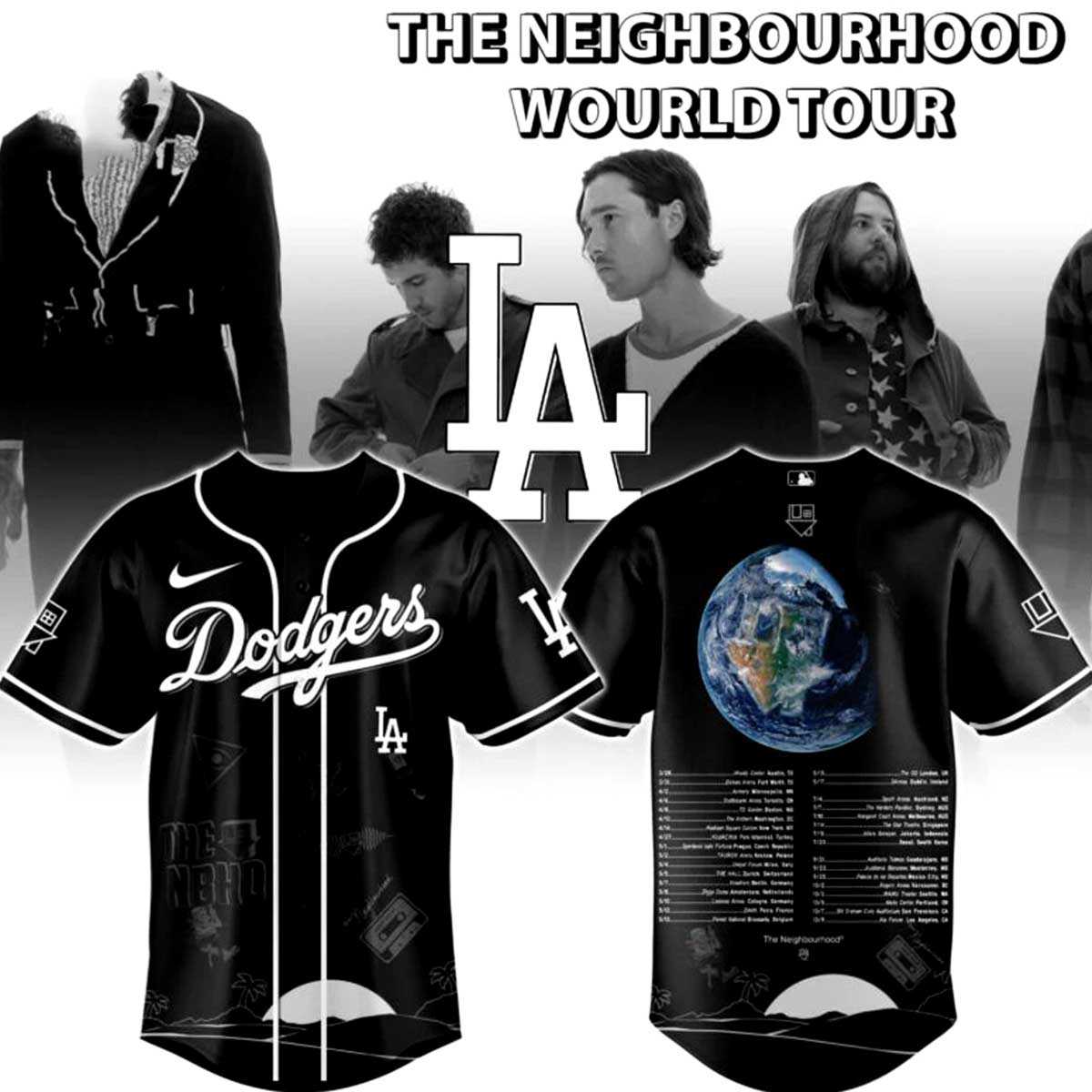 Los Angeles Dodgers The Neighbourhood World Tour 2026 Jersey Los Angeles Dodgers The Neighbourhood World Tour 2026 Jersey
