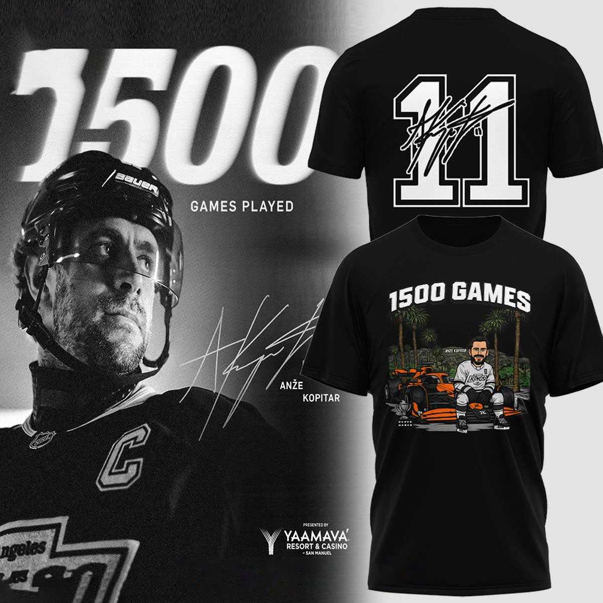 Los Angeles Kings Anze Kopitar Achieving 1500 Games 2026 Hoodie Tees