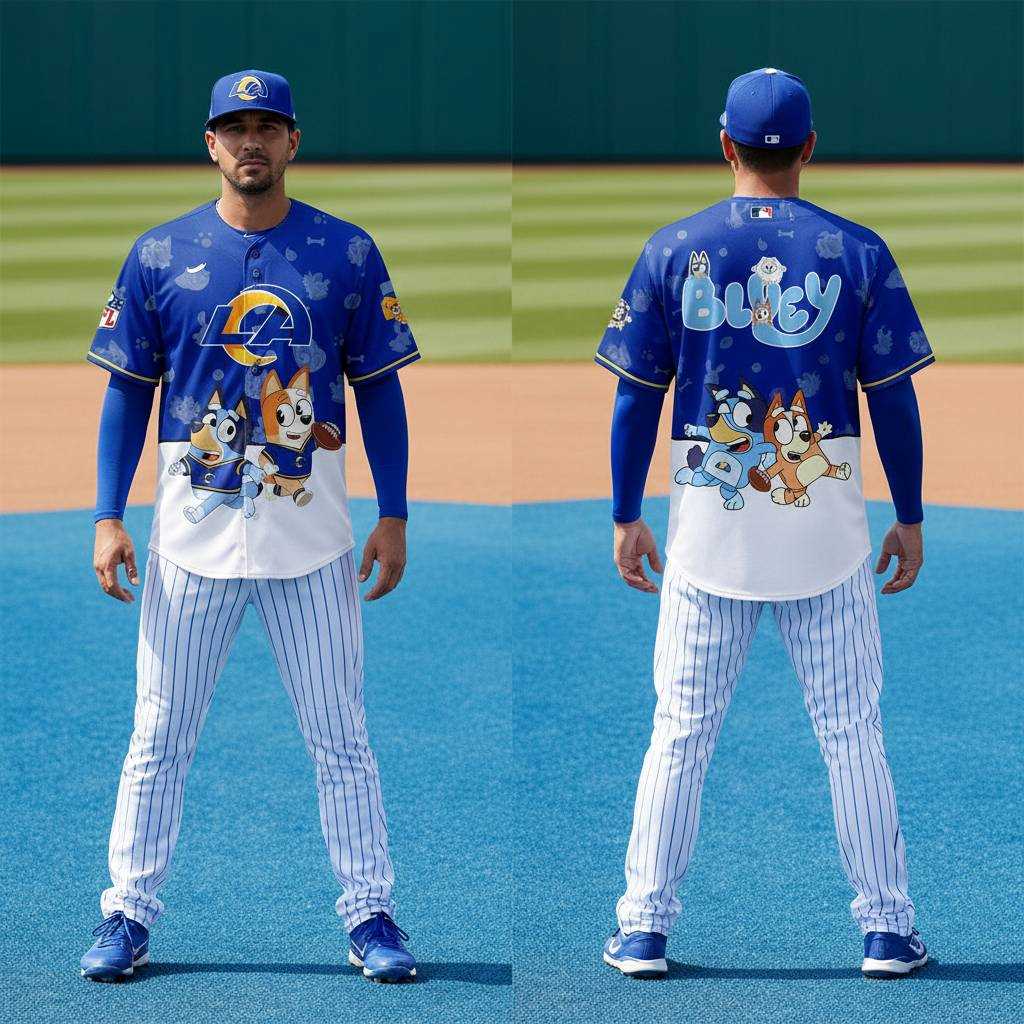 Los Angeles Rams Bluey Night Baseball Jersey