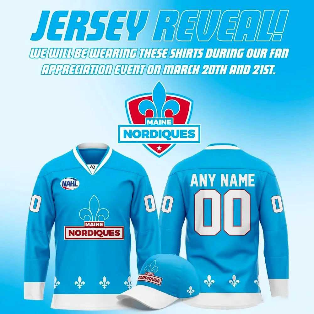 Maine Nordiques Powder Blue 2026 Custom Hockey Jersey
