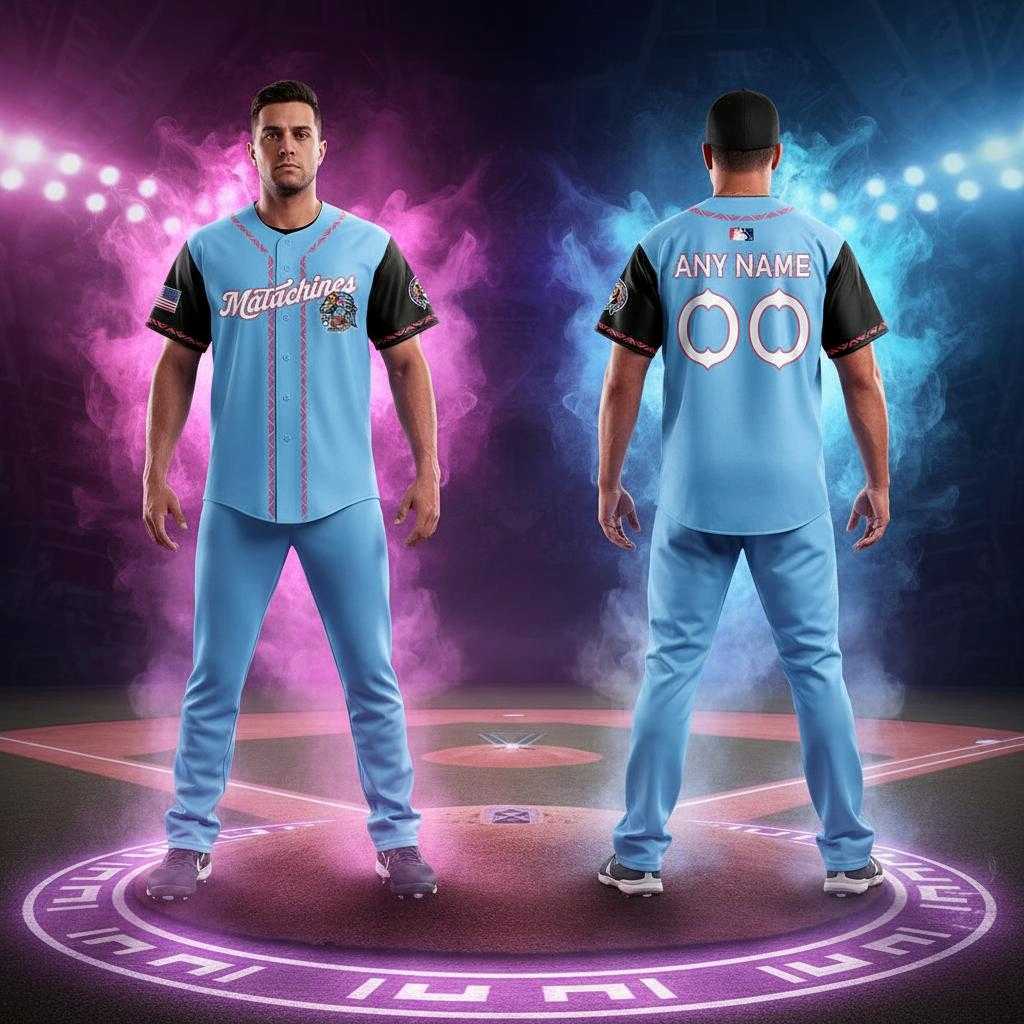 Matachines Custom Baseball Jersey Sky Blue