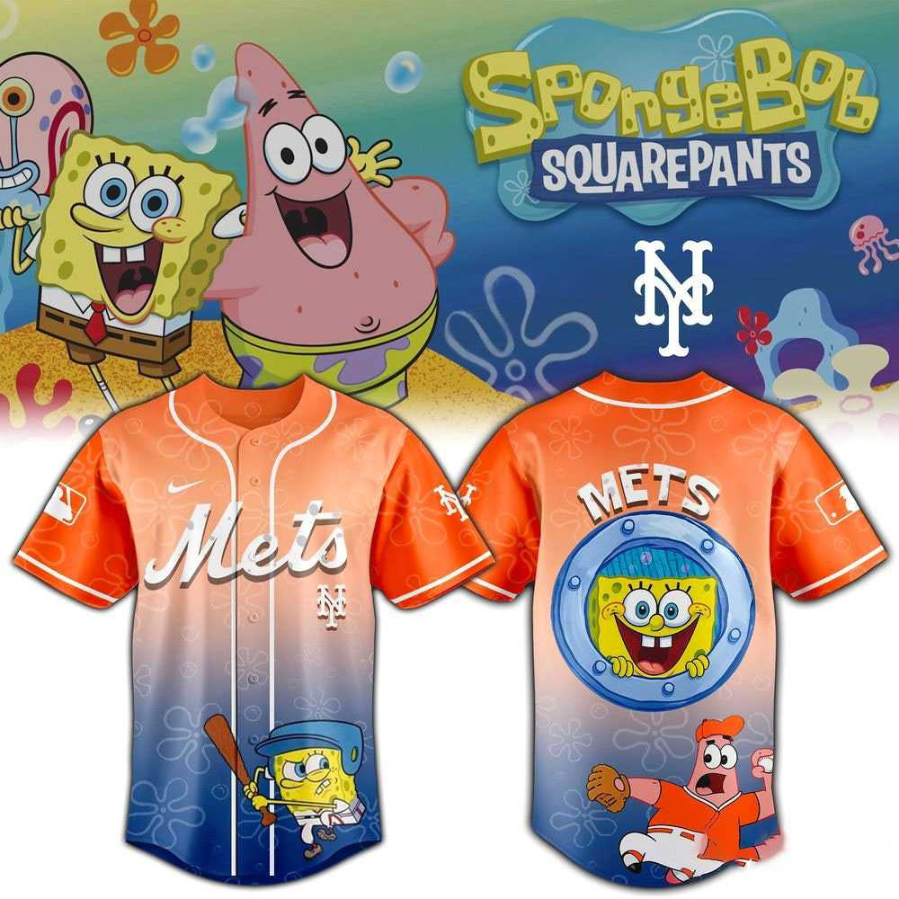 Mets SpongeBob SquarePants MLB All Teams Home Run Baseball Jersey