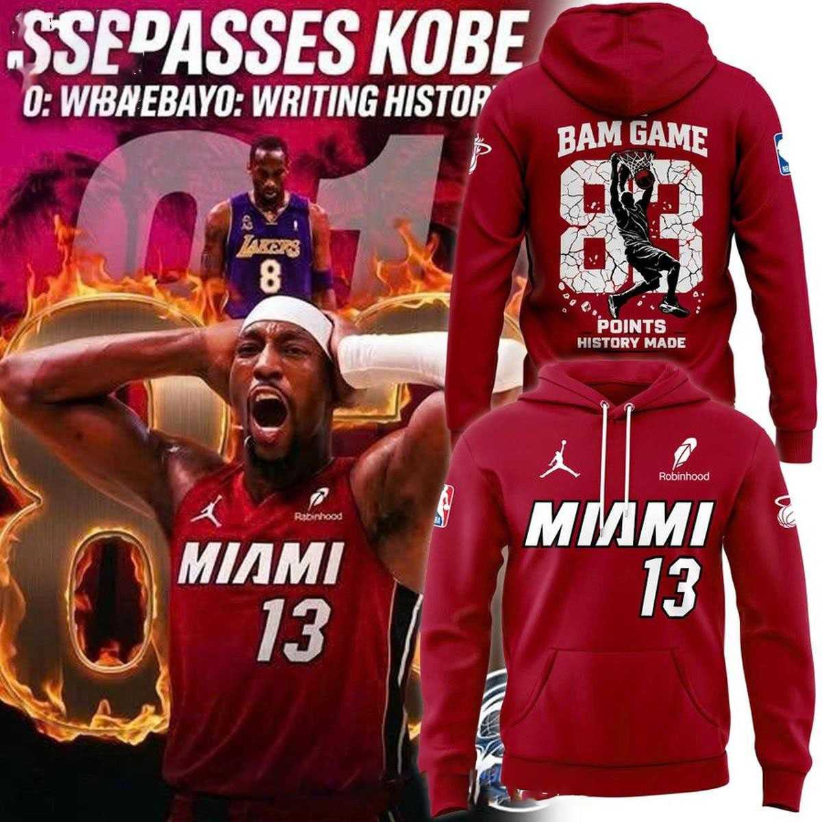 Miami Heat Bam Adebayo 2026 The Bam Game 13 Hoodie Tee Miami Heat Bam Adebayo 2026 The Bam Game 13 Hoodie Tee