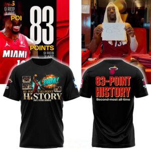 Miami Heat Bam Adebayo 83- Point History Made History 2026 Hoodie Tee