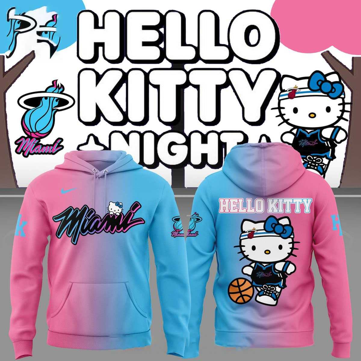 Miami Heat Hello Kitty 2026 Night Celebration Hoodie Tees Miami Heat Hello Kitty 2026 Night Celebration Hoodie Tees