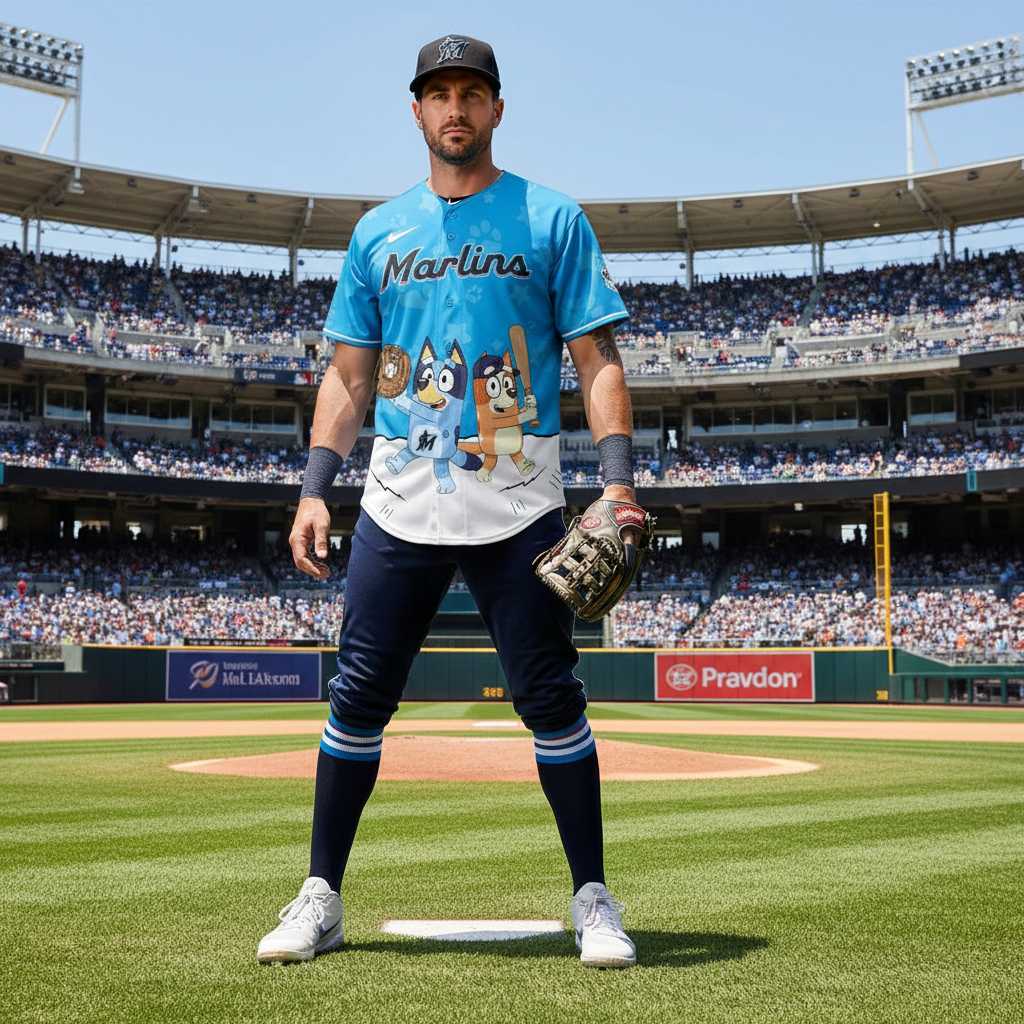 Miami Marlins Bluey Night Limited Baseball Jersey