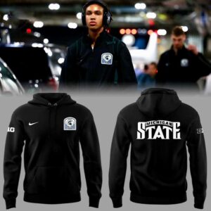Michigan State Spartans Hoodie: Black men's athletic hoodie with front Nike & BIG logos, large 