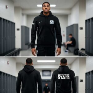 Michigan State Spartans Hoodie: Black men's athletic hoodie with front Nike & BIG logos, large 