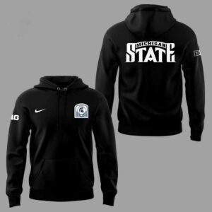 Michigan State Spartans Hoodie: Black men's athletic hoodie with front Nike & BIG logos, large 