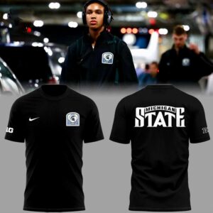 Michigan State Spartans Hoodie: Black men's athletic hoodie with front Nike & BIG logos, large 