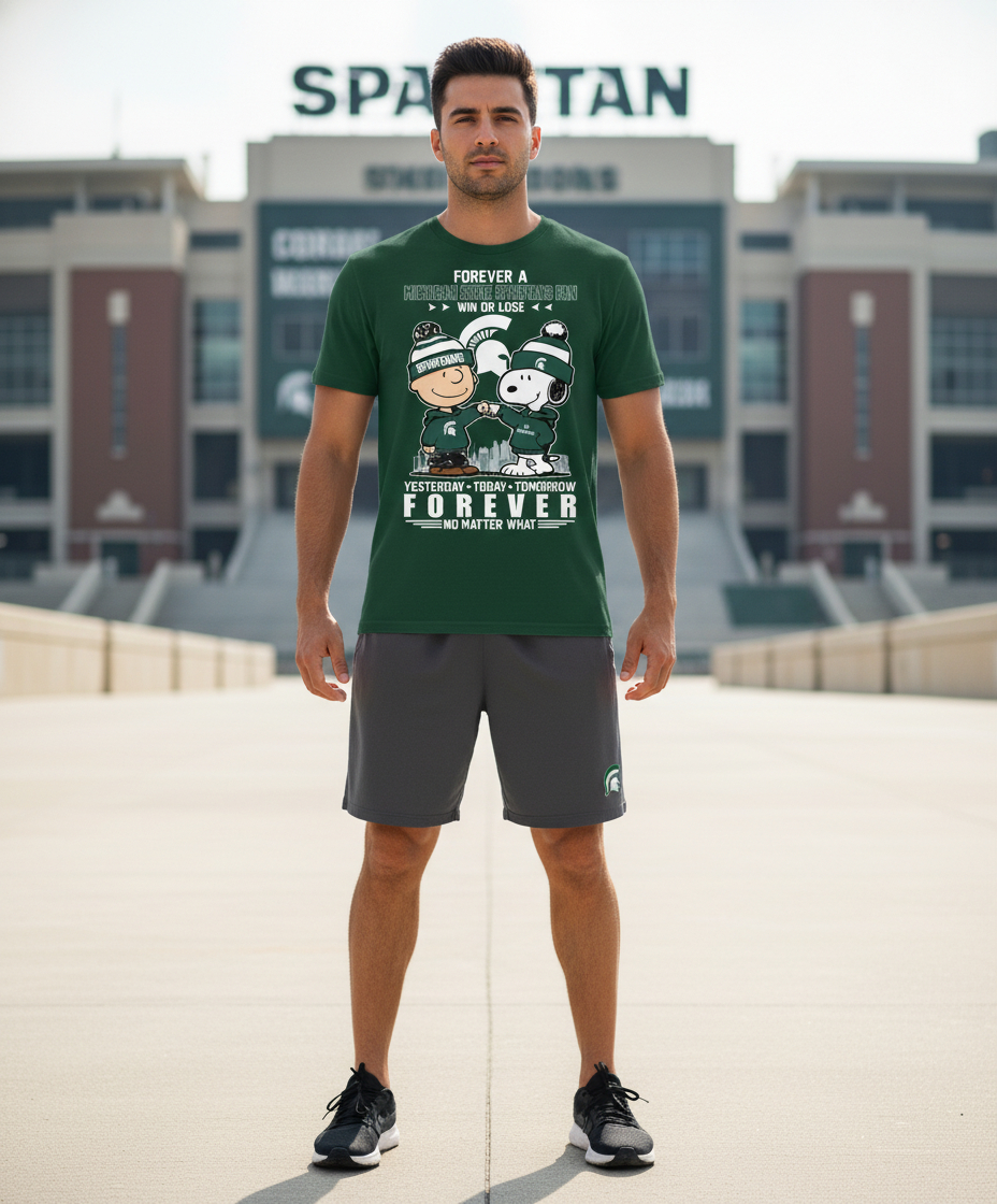 Michigan State Spartans Snoopy And Charlie Brown Forever A Fan Shirt Michigan State Spartans Snoopy And Charlie Brown Forever A Fan Shirt