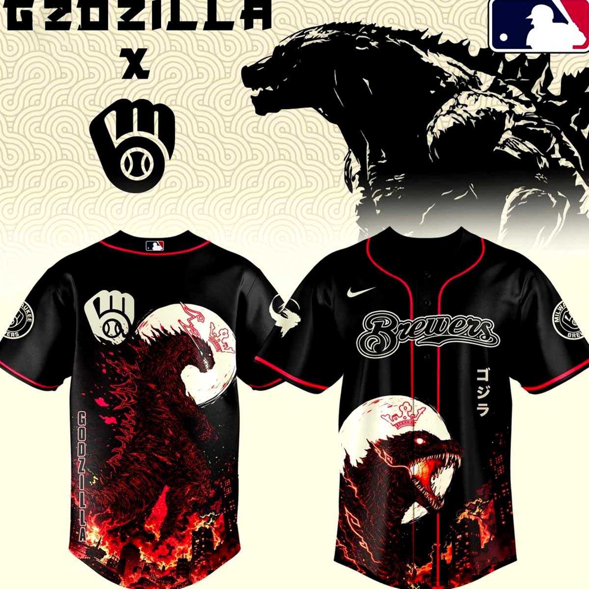 Milwaukee Brewers Godzilla Minus Zero Baseball Jersey