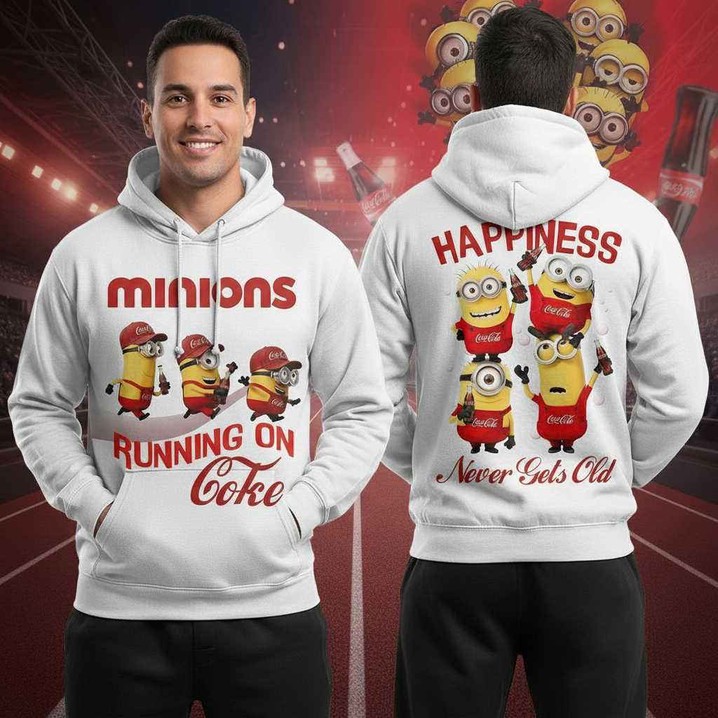 Minions Coca-Cola Running On Coke White Shirt Hoodie Minions Coca-Cola Running On Coke White Shirt Hoodie