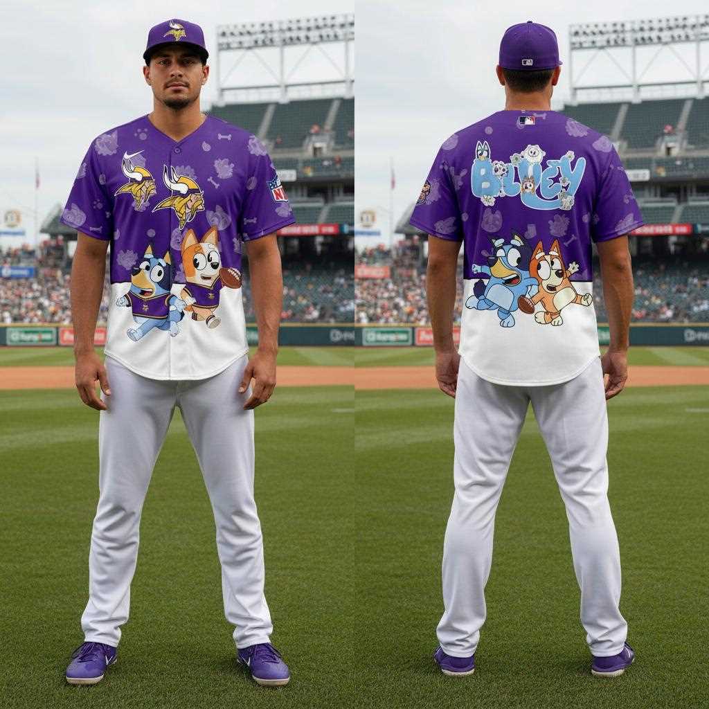 Minnesota Vikings Bluey Night Baseball Jersey