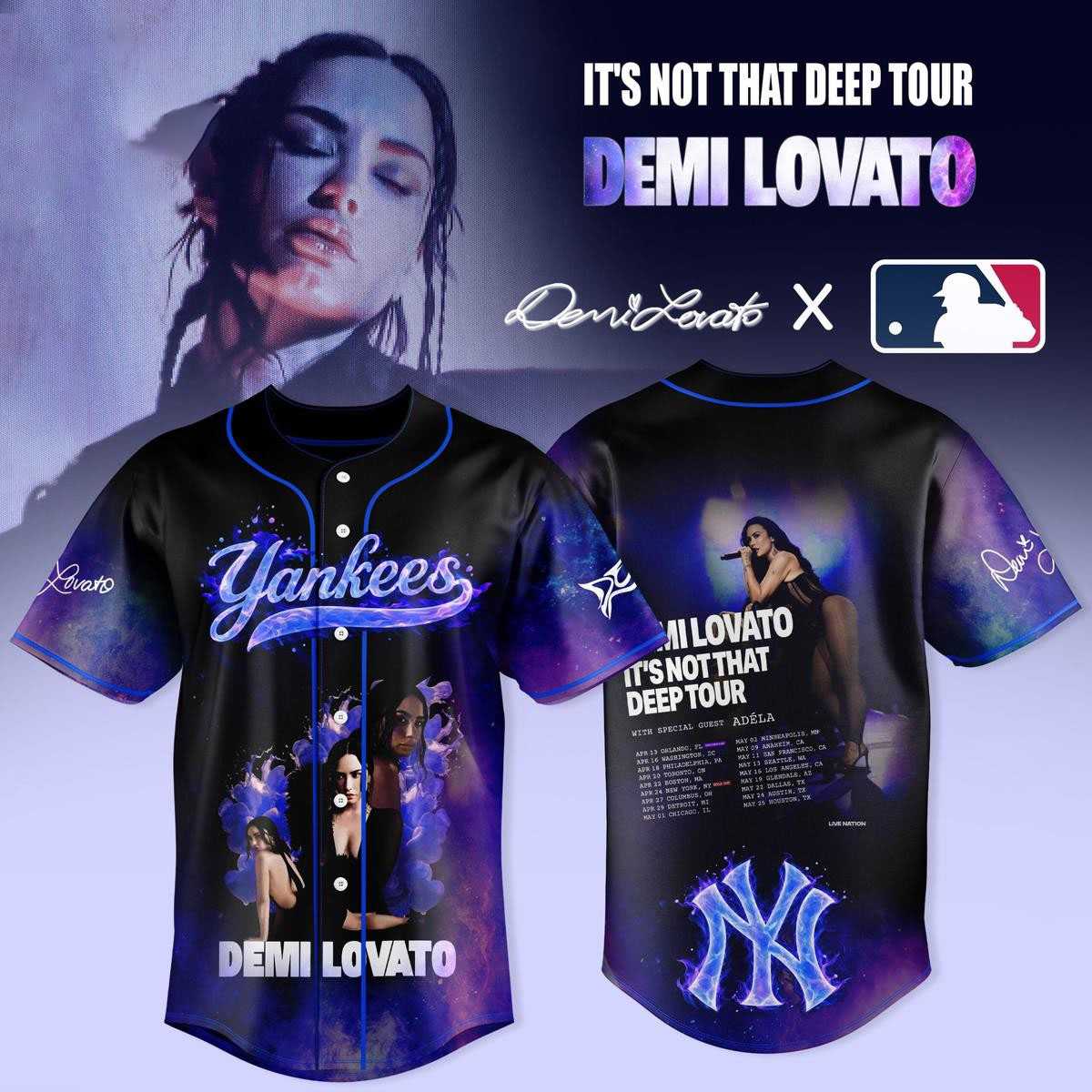 NY Yankees Demi Lovato It’s Not That Deep Tour 2026 Baseball Jersey