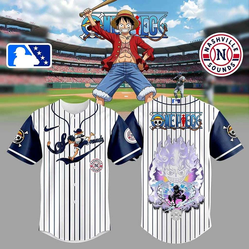 Nashville Sounds One Piece 2026 Anime Night Striped Baseball Jersey